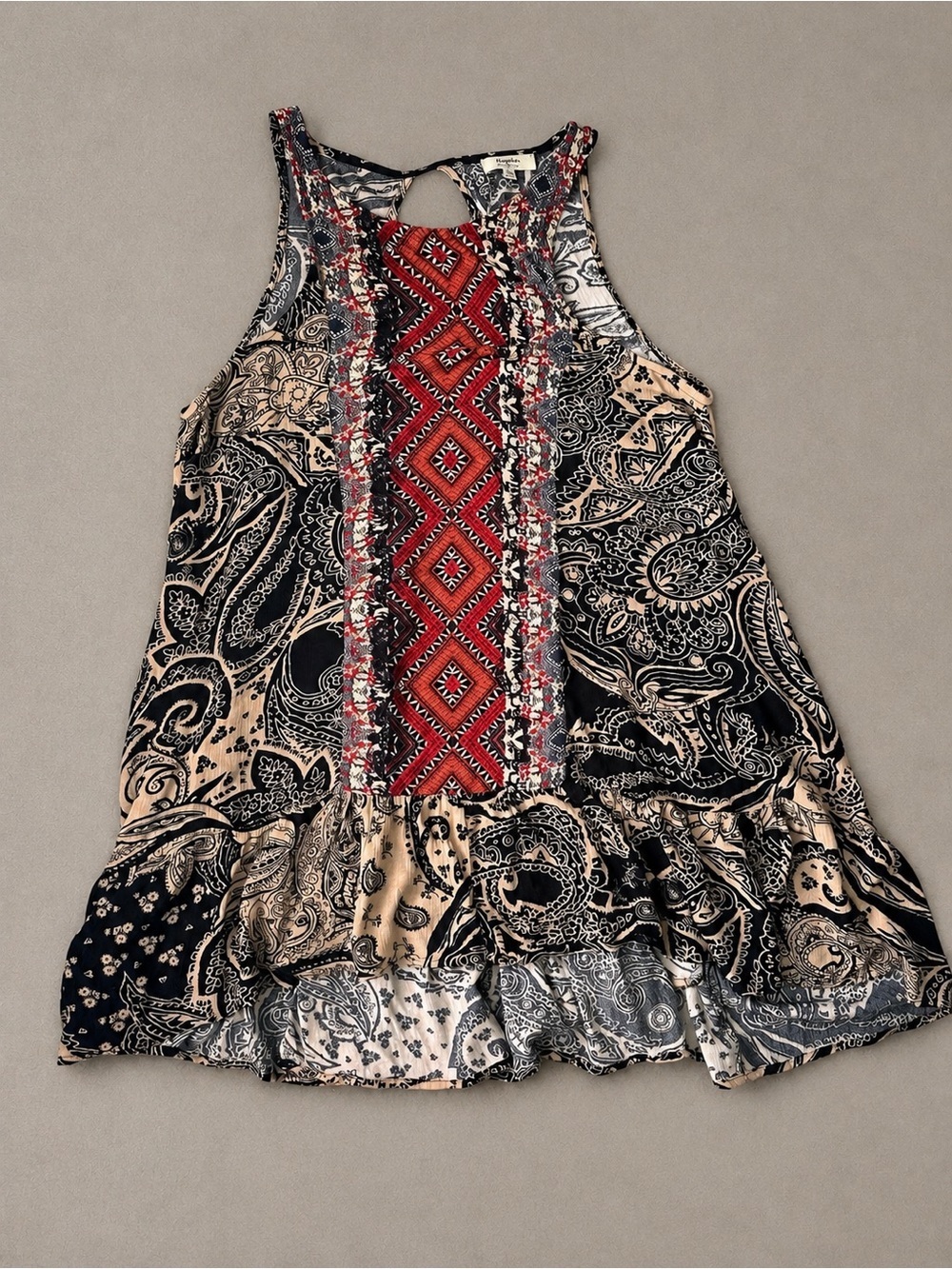 Hayden Los Angeles Boho Paisley Swing Dress Small Festival Western Rayon - Picture 3 of 6